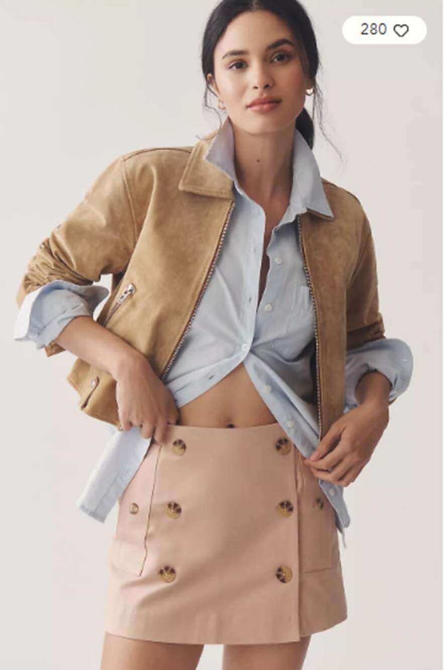 Anthropologie Maeve Button-Front Trench Skort Size 12